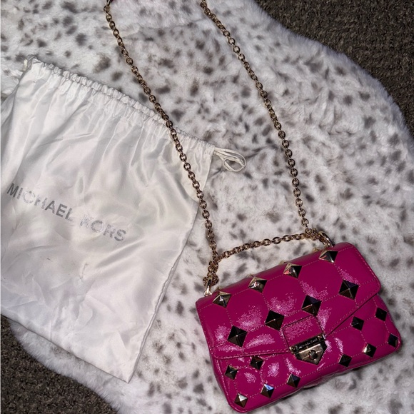 Michael Kors SoHo Small Studded Quilted Patent Leather Shoulder Bag - Picture 1 of 9